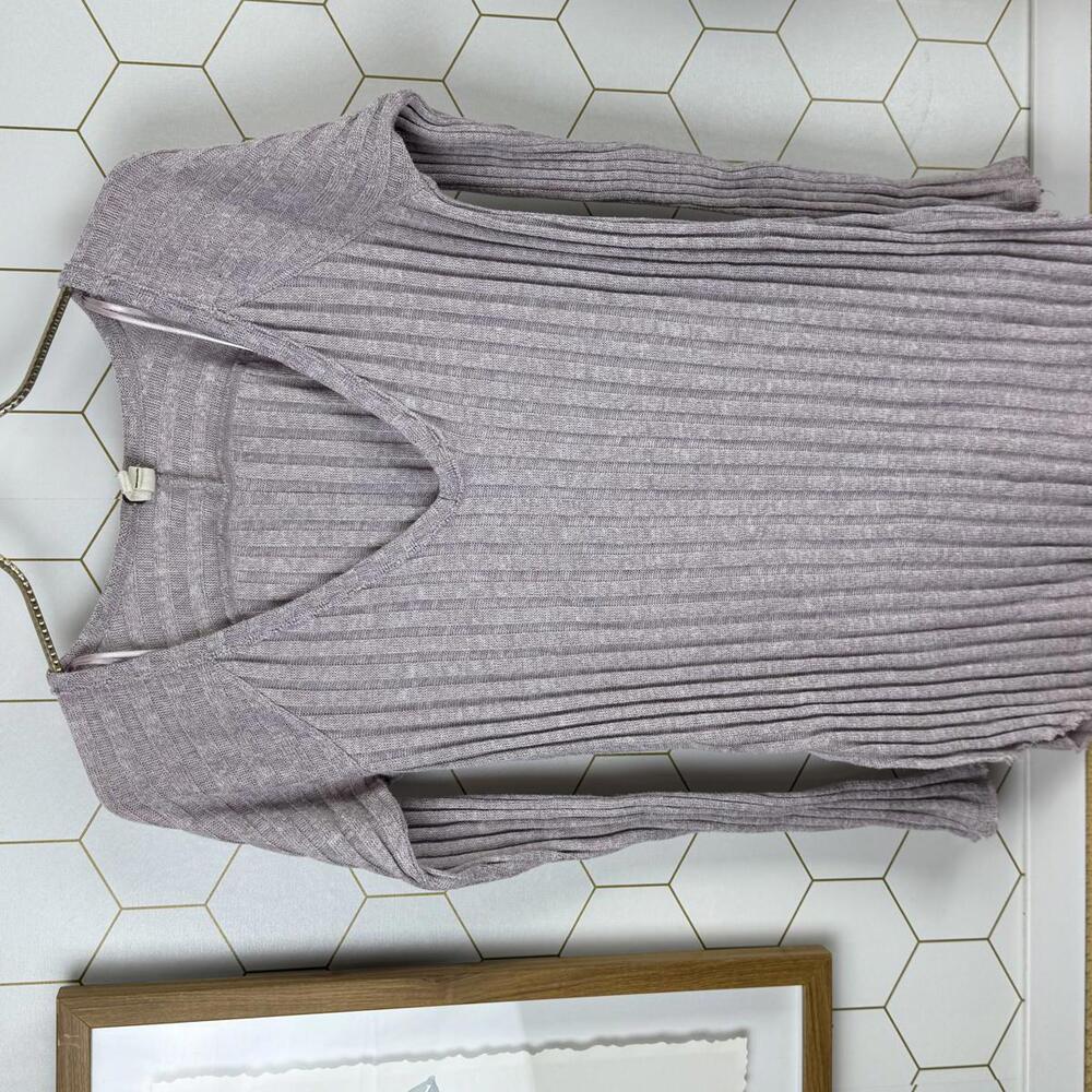 We The Free Lavender V-Neck Long Sleeve Ribbed Tunic Top - Size - Small - Picture 6 of 6